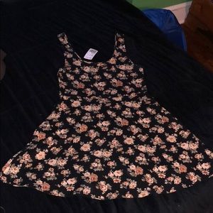 Rose print skater dress